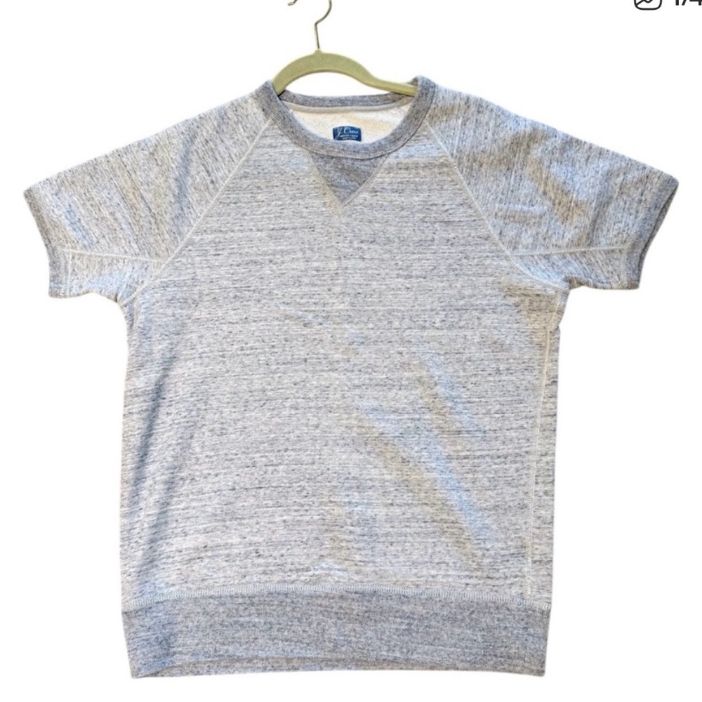 J. Crew Vintage Fleece C6674 Heather Gray Short Sleeve Crewneck Sweatshirt XL